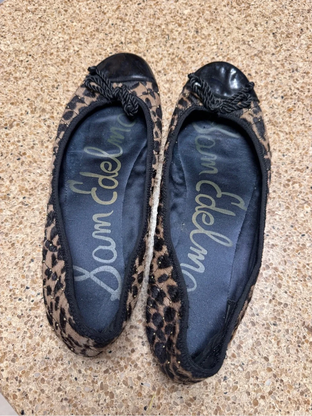 Sam Edelman Leopard-Print Ballet Flats with Black Cap Toe
